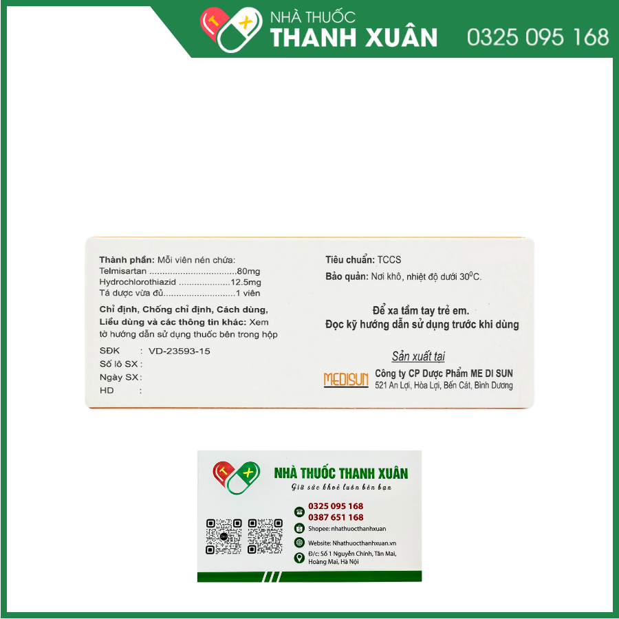 Telzid 80/12.5 điều trị tăng huyết áp